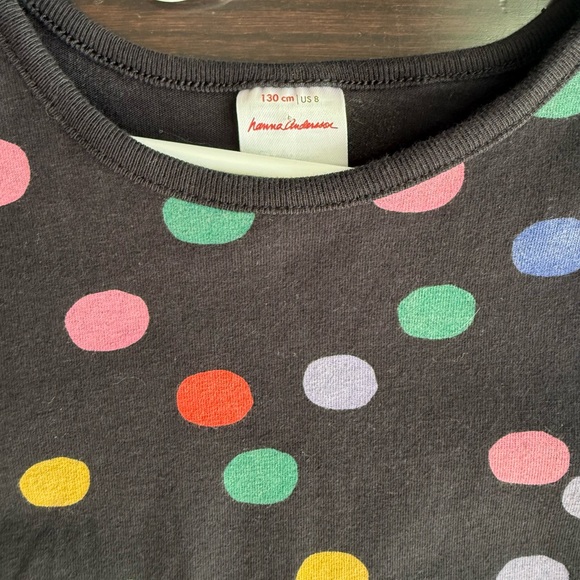 Hanna Andersson Long Sleeve Tee shirt dress black confetti colorful cotton 8 - Picture 4 of 4